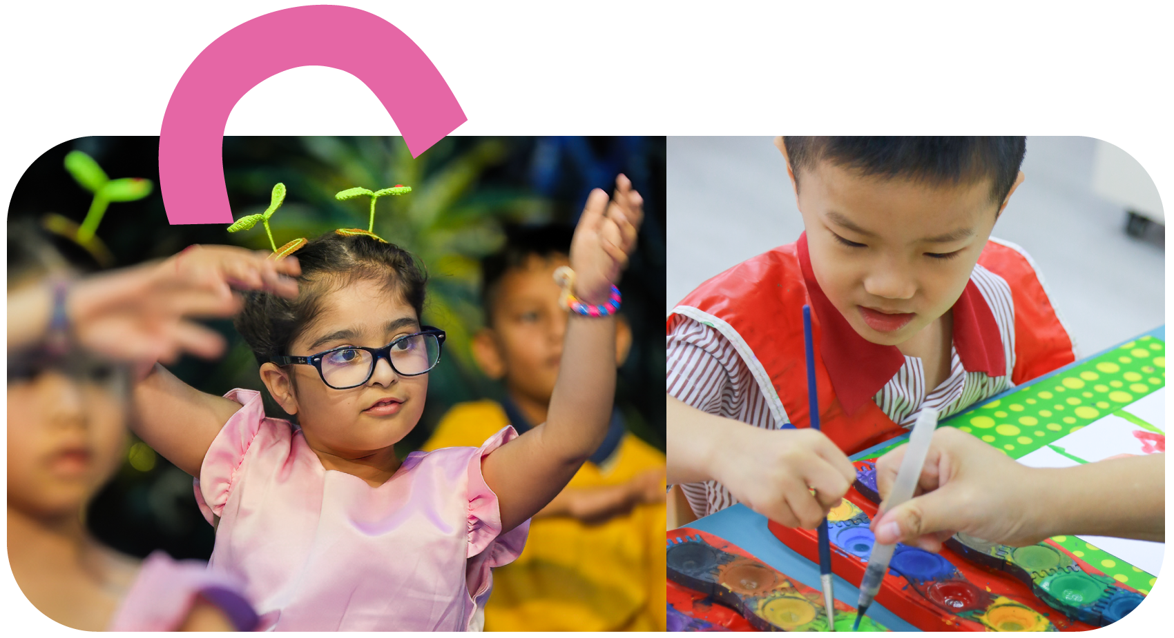 Children engaged in performances and art